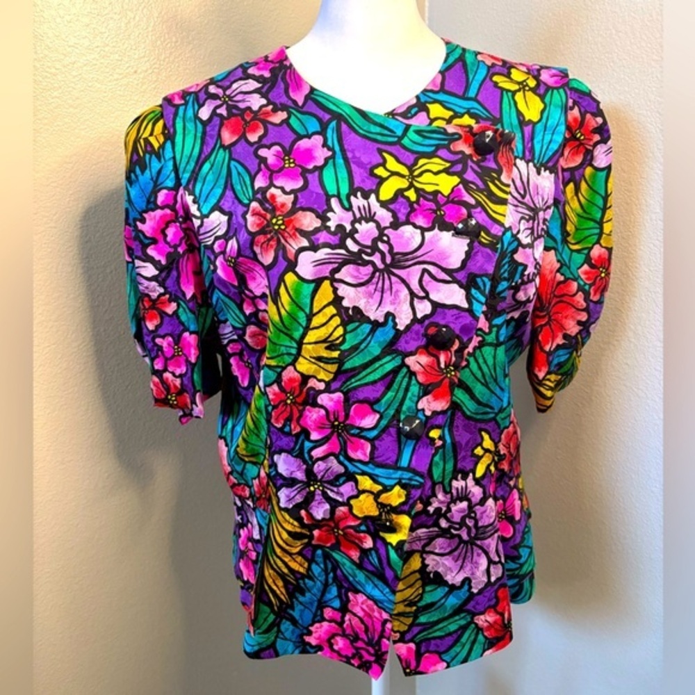 Vintage Spencer Jeremy 100% silk blouse. Colorful size 14
